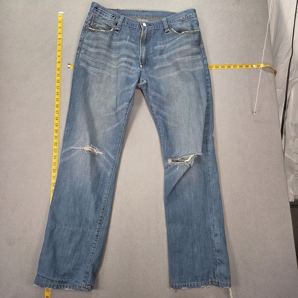 Levis 505 Jeans Mens Blue Medium Wash Fenom Fragment Straight Zip Fly Fits 34x32
